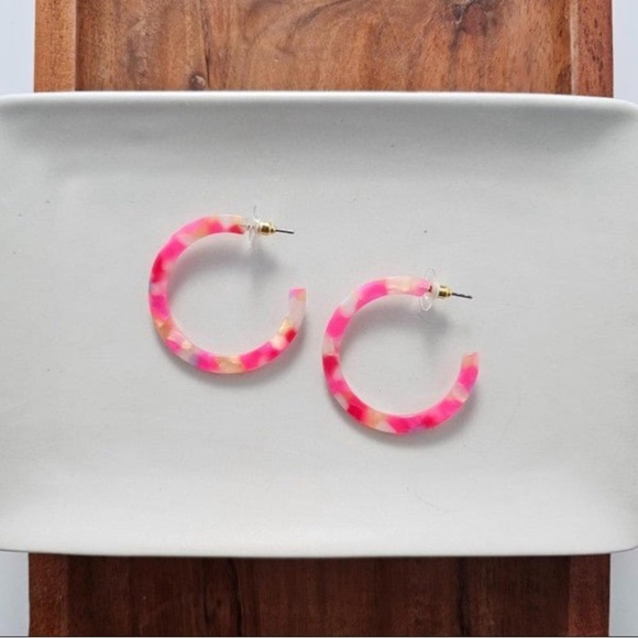 Tropical Pink Hoop Earrings Camy Style - Picture 3 of 8